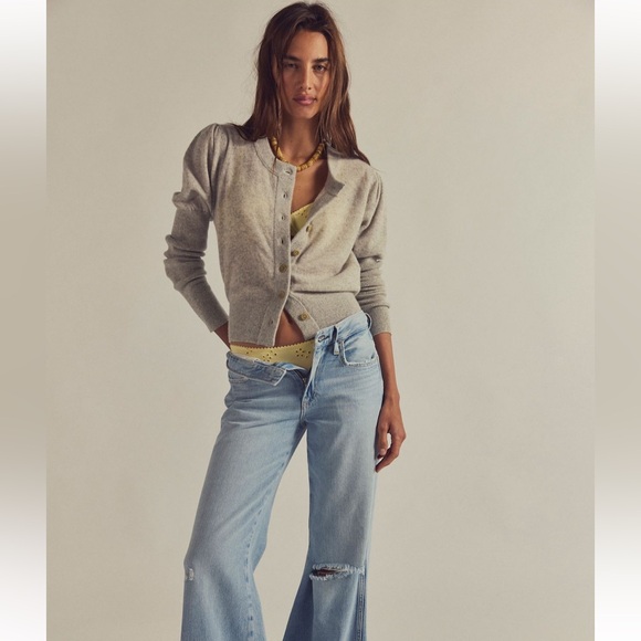 NWT Free People Sloane Cashmere Light Gray Cardigan - S - Picture 2 of 9